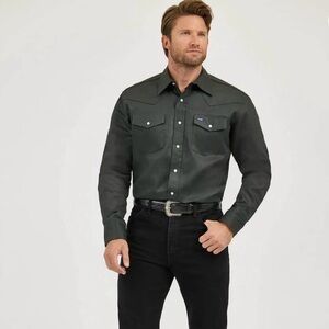 Wrangler Heavyweight Silver Snap Button Up Shirt XL